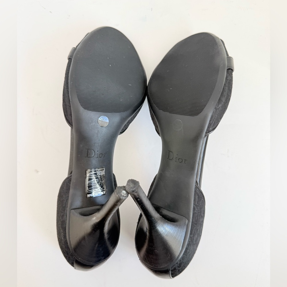 Christian Dior Vintage Black logo plaque trotter peep toe D’orsay pumps EU 39.5 - Picture 5 of 7